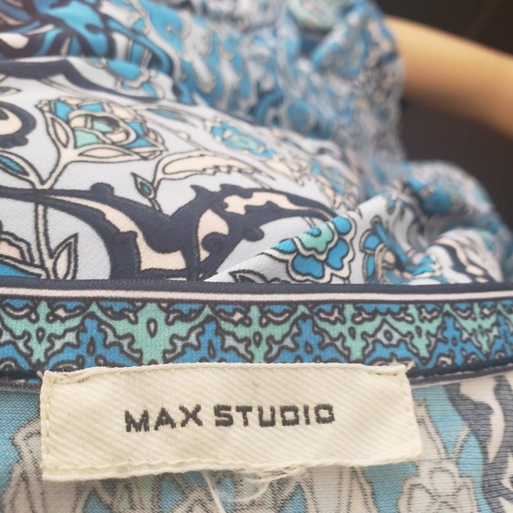 Max Studio Boho Floral Scoop Neck 3/4 Sleeve Midi Dress Side Tie Med - Picture 3 of 10